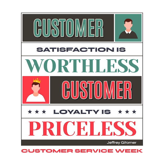 Flat customer service week text illustration