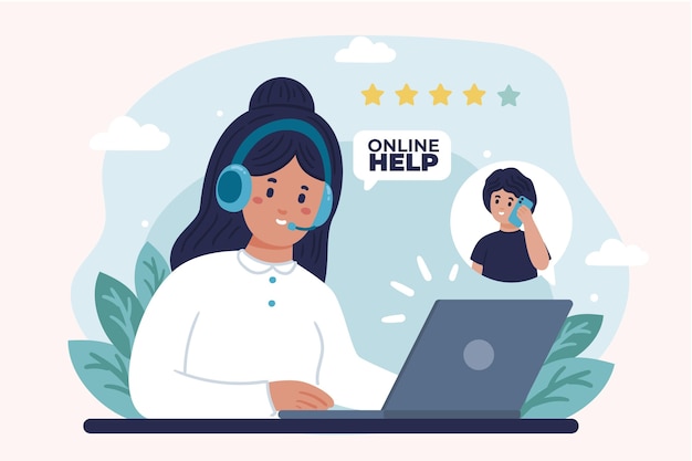 Flat customer support illustration