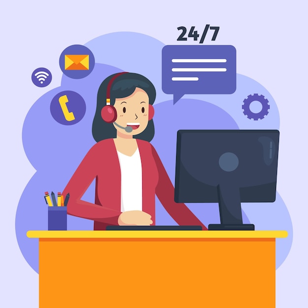 Flat customer support illustration