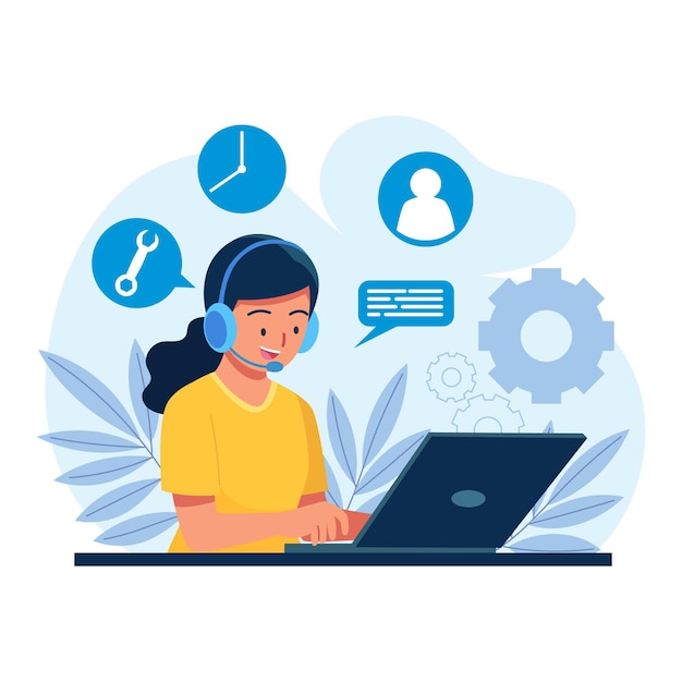 Flat customer support illustration