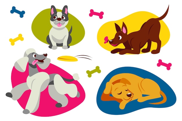 Free Vector flat cute dog collection