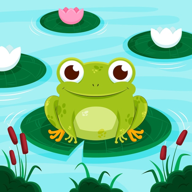 Free vector flat cute frog illustration