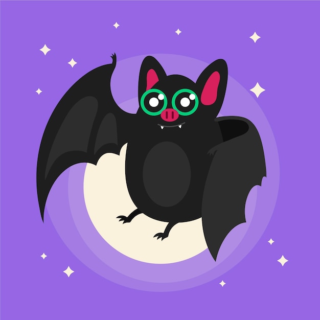 Free Vector flat cute halloween bat