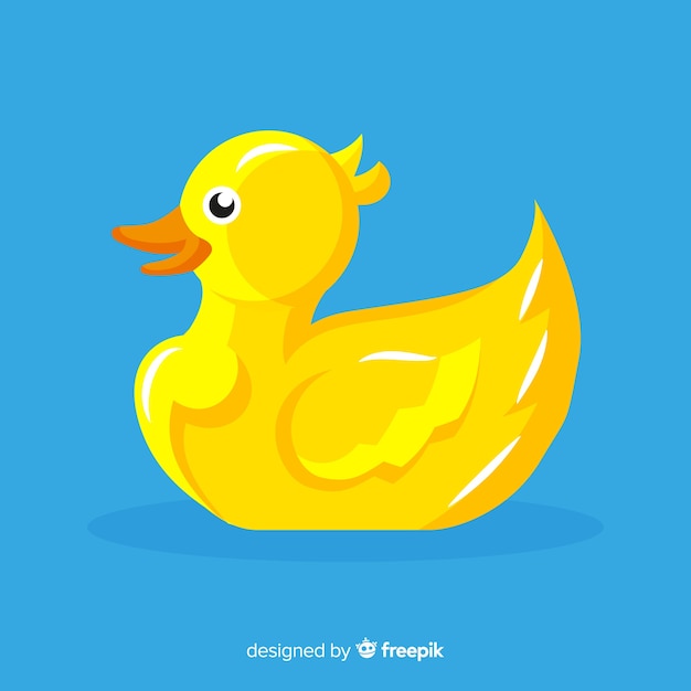 Flat cute yellow rubber duck