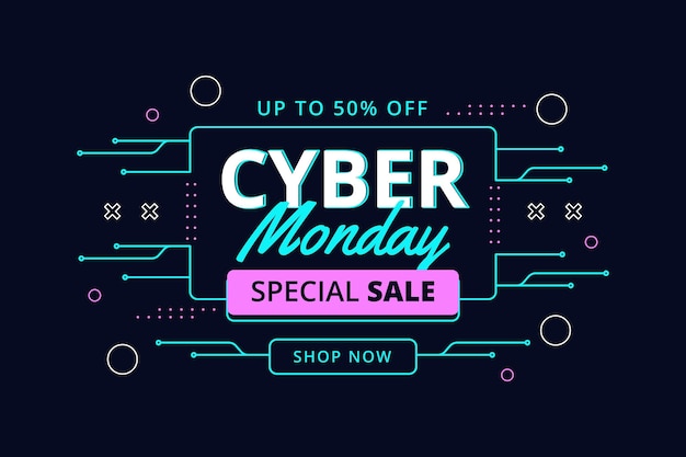 Free Vector flat cyber monday background