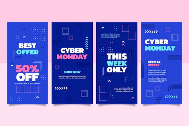 Free Vector flat cyber monday instagram stories collection