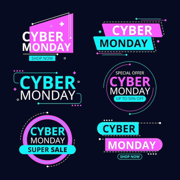 Free Vector flat cyber monday labels collection