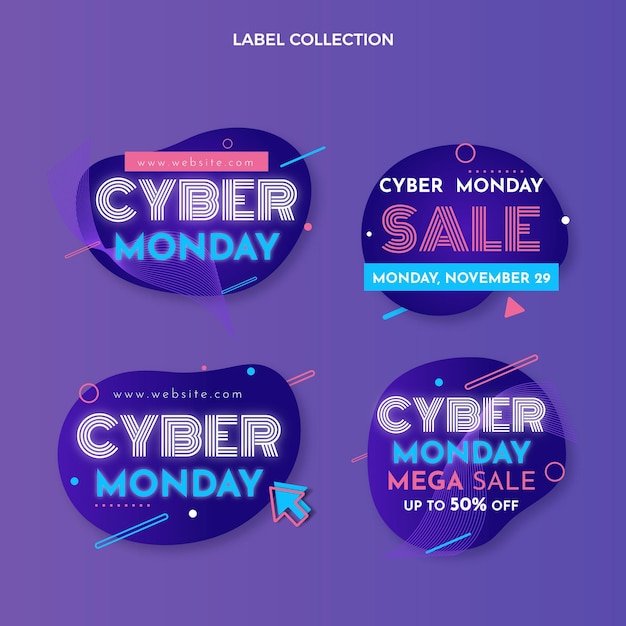 Flat cyber monday labels collection