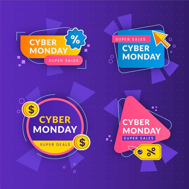 Free Vector flat cyber monday labels collection