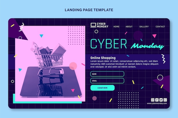 Free Vector flat cyber monday landing page template