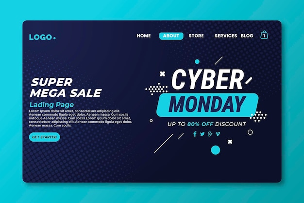 Free Vector flat cyber monday landing page template