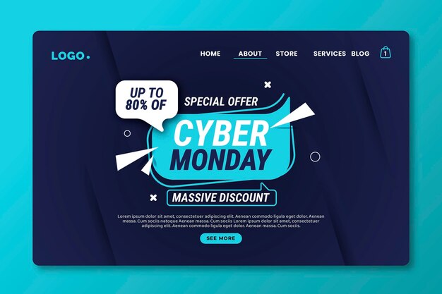 Flat cyber monday landing page template