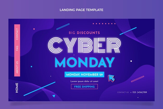 Flat cyber monday landing page template