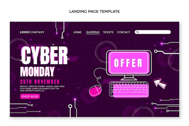 Free Vector flat cyber monday landing page template