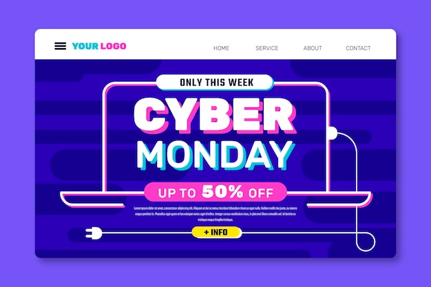 Free Vector flat cyber monday landing page template