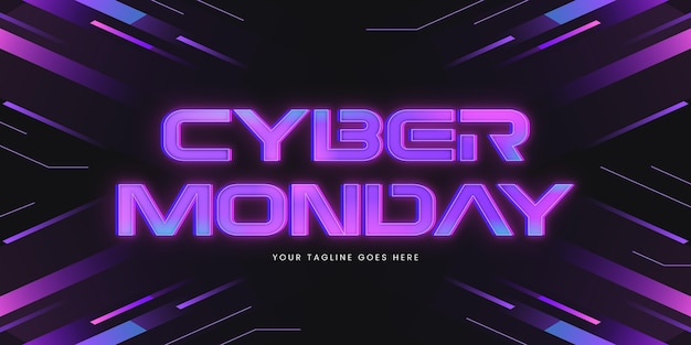 Flat cyber monday neon lettering