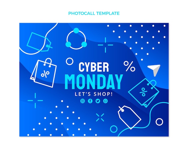 Flat cyber monday photocall template