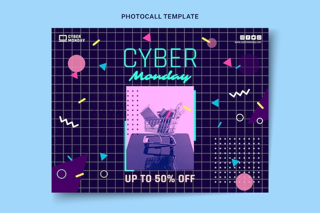 Free Vector flat cyber monday photocall template