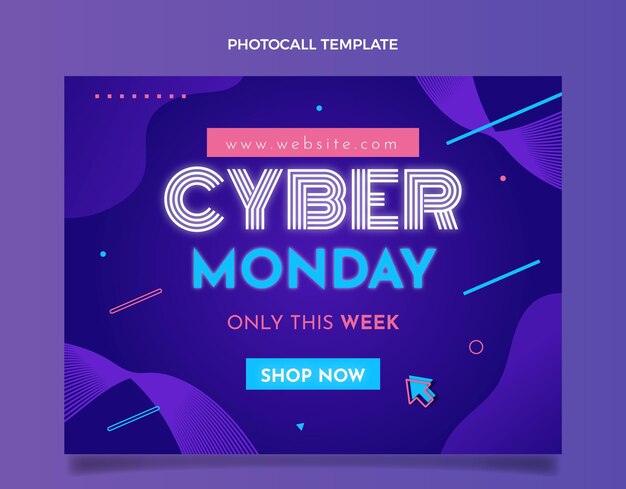 Flat cyber monday photocall template