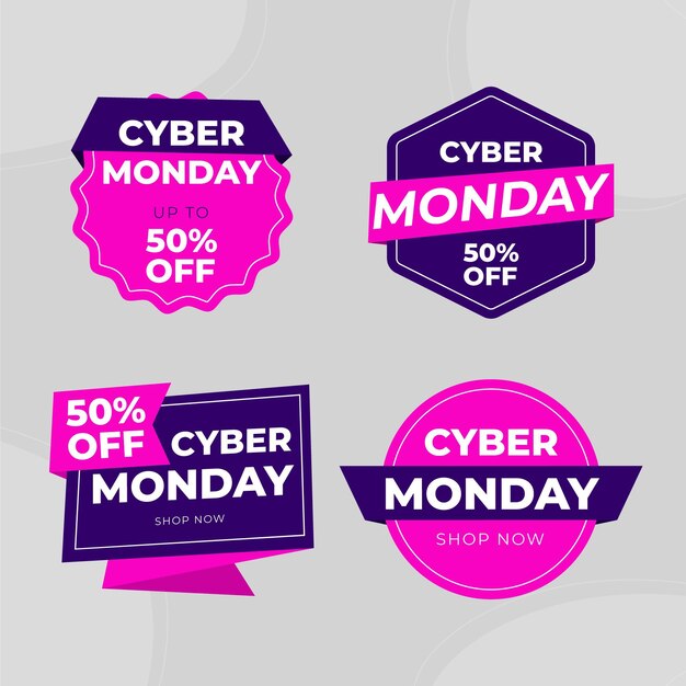 Flat cyber monday sale badges collection