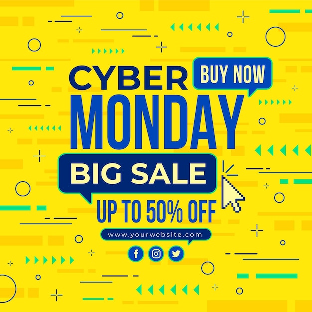 Flat cyber monday sale illustration