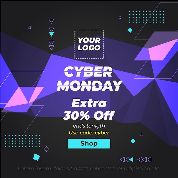 Flat cyber monday sale illustration