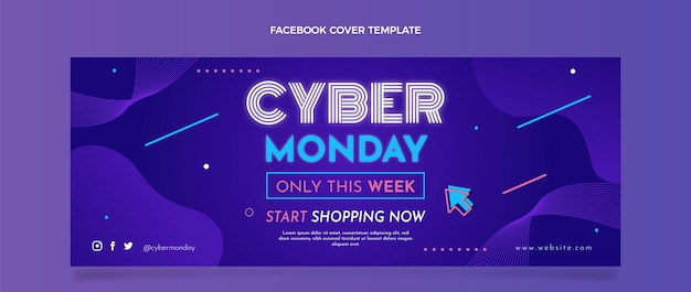 Flat cyber monday social media cover template