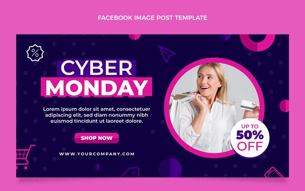 Flat cyber monday social media post template