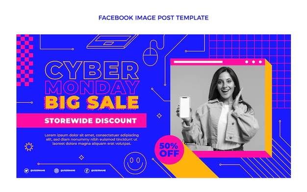 Free Vector flat cyber monday social media post template