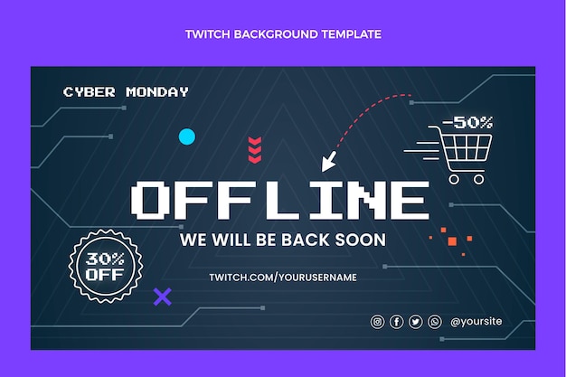 Flat cyber monday twitch background