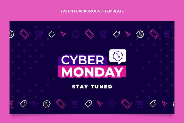 Free vector flat cyber monday twitch background