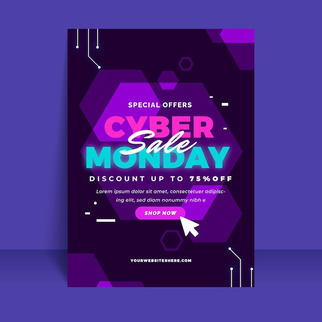 Free Vector flat cyber monday vertical poster template