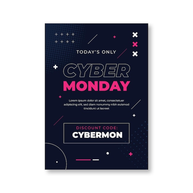 Free Vector flat cyber monday vertical poster template