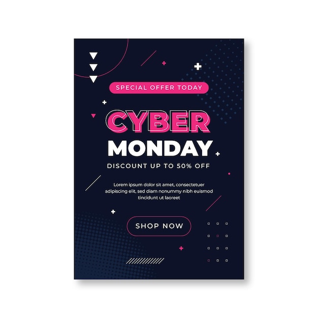 Free Vector flat cyber monday vertical poster template