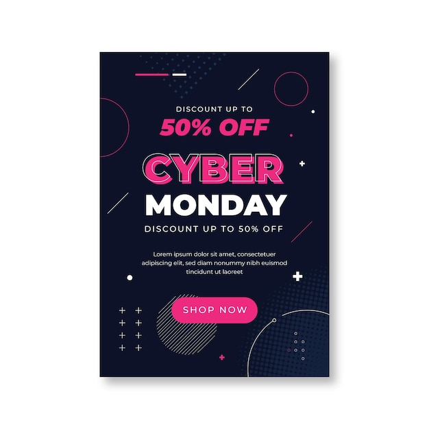 Flat cyber monday vertical poster template