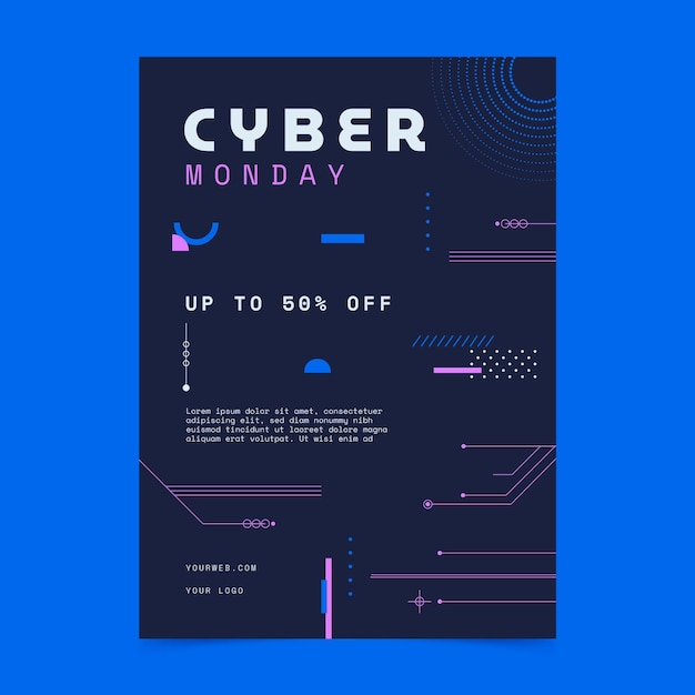 Free vector flat cyber monday vertical poster template