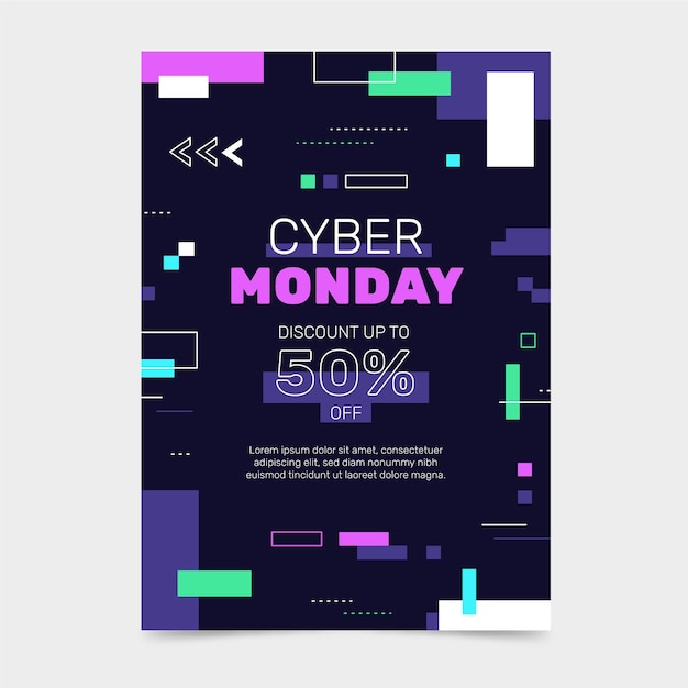 Flat cyber monday vertical poster template