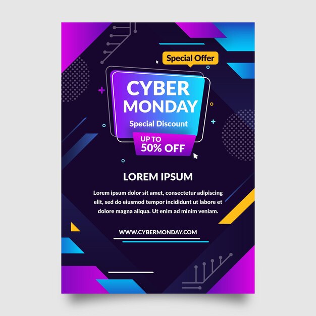 Flat cyber monday vertical sale poster template