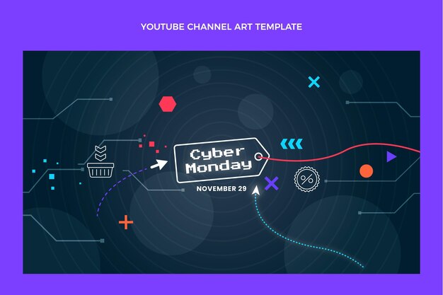 Flat cyber monday youtube channel art