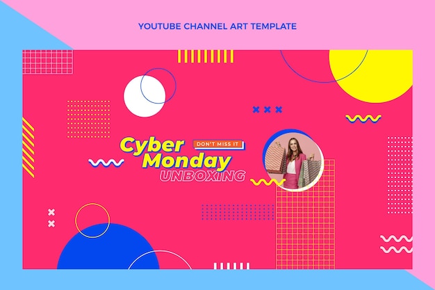 Free vector flat cyber monday youtube channel art