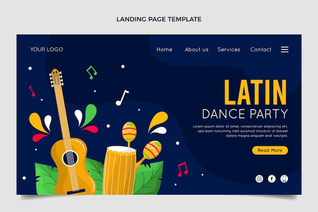 Free Vector flat dance show landing page template