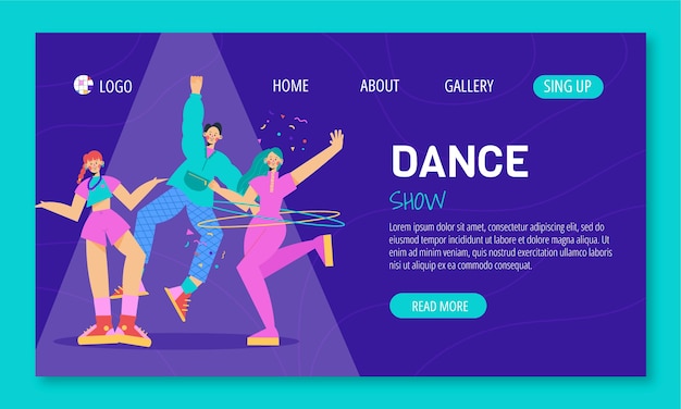 Free Vector flat dance show landing page template