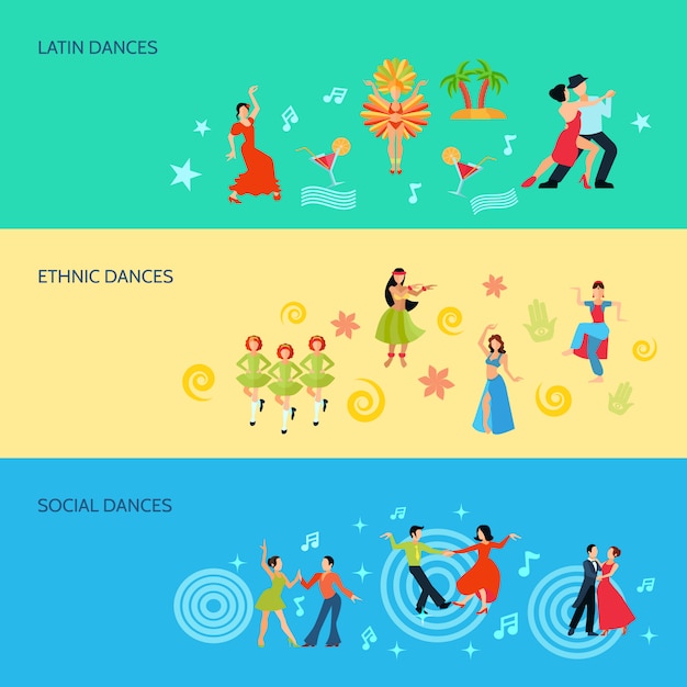 Free Vector flat dance style banners