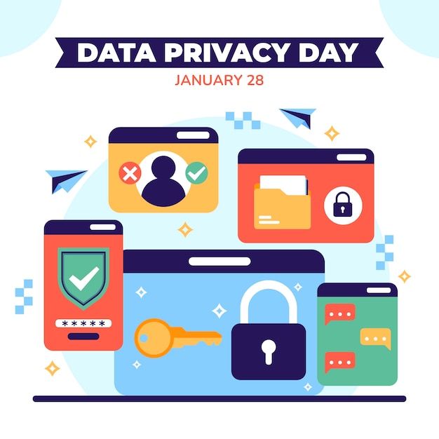 Free Vector flat data privacy day illustration