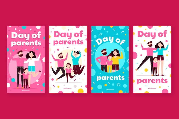 Flat day of parents instagram stories set