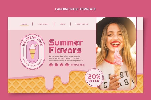 Free Vector flat delicious ice cream landing page