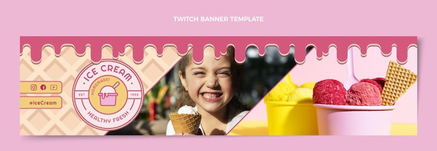 Flat delicious ice cream twitch banner