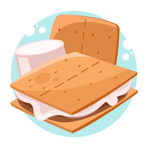 Flat delicious s'more set illustration