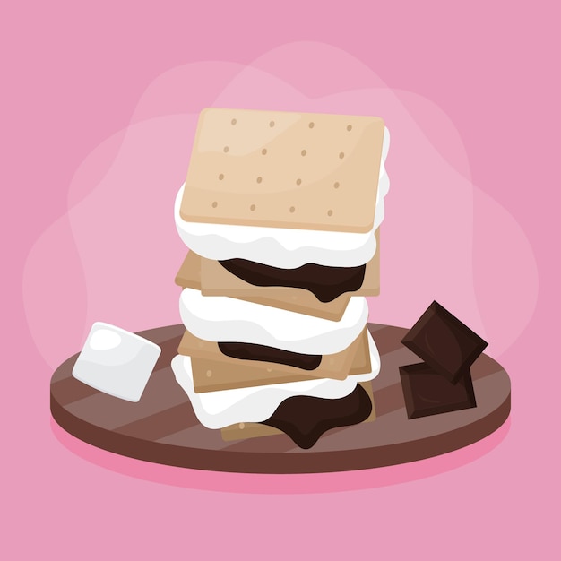 Free vector flat delicious s'more set illustration