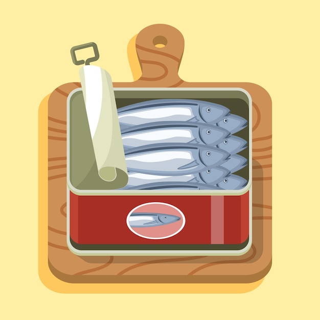 Free Vector flat delicious sardine illustration